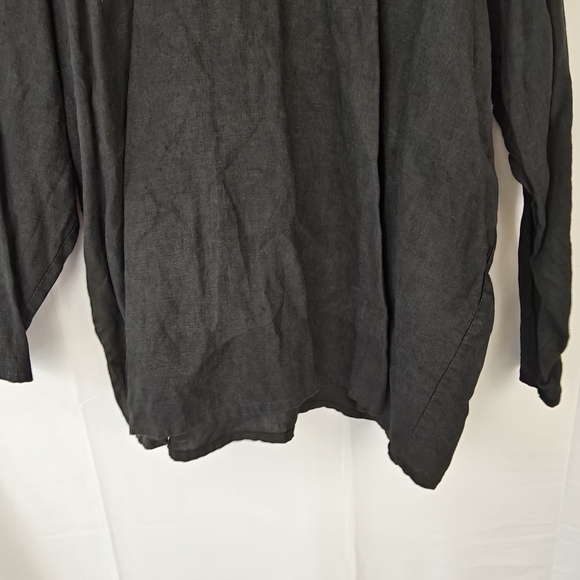 FLAX By Angelheart Vintage Linen Black Long Sleeve T-Shirt Size Large Women's - Picture 9 of 12